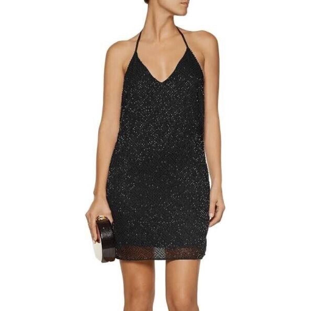 Walter Baker Kora Beaded Black Mini Dress Sz 4 Evening Cocktail Going Out LBD
